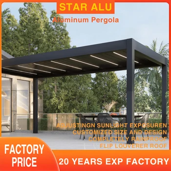 Motorized Aluminum Louvered Pergola with Glass Panels 1