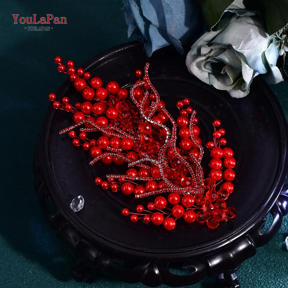 YouLaPan Bride Pearl Crystal Red Color Belts Fashion Wedding Dress Belts Women Party Prom Gown Waist Accessories SH739