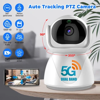 5G Indoor Wifi Camera HD 360° dual-frequency Surveillance Security Camera Night Vision Auto Tracking Baby Monitoring Camera 1