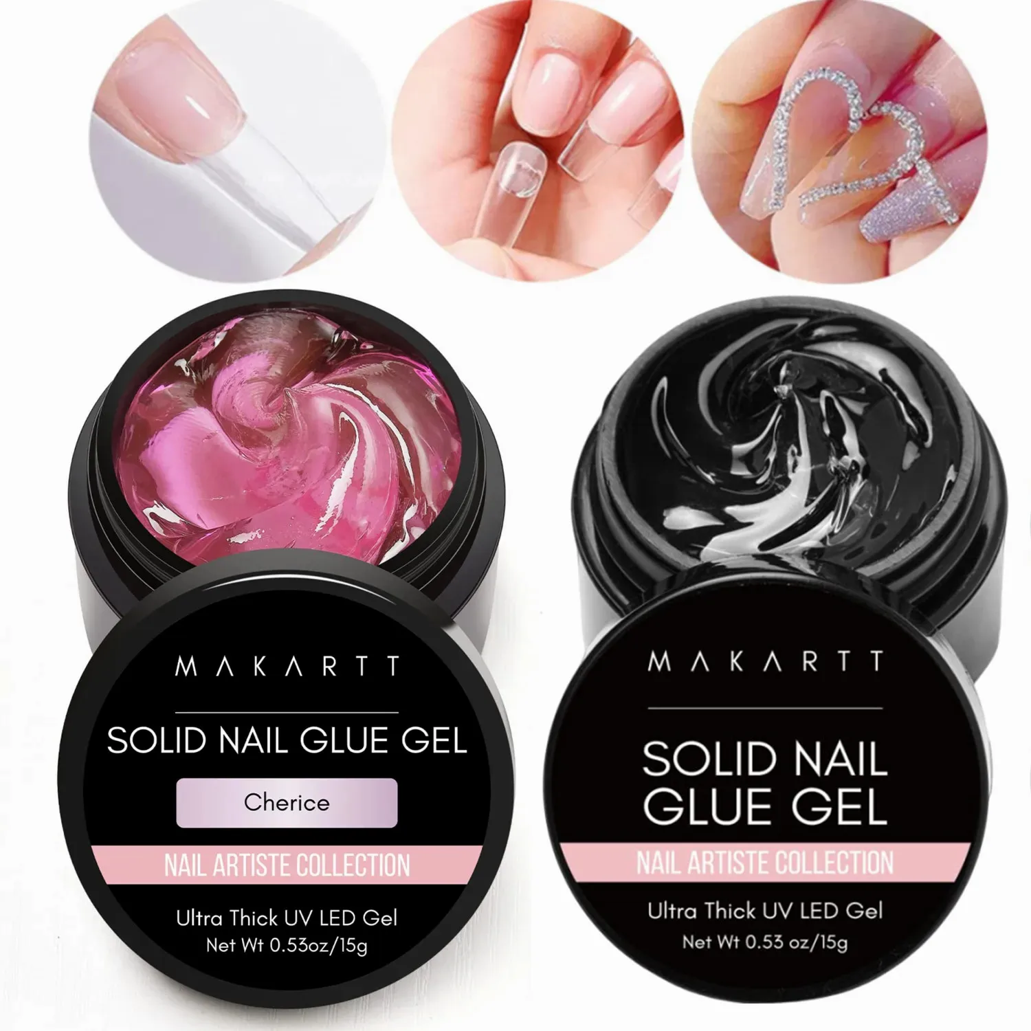 Nail Glue Makartt Solid Nail Gel For Acrylic Nail Tips Glue Gel Curing Needed UV Cured For Press On Nails Fake Nails Solid Adhesive