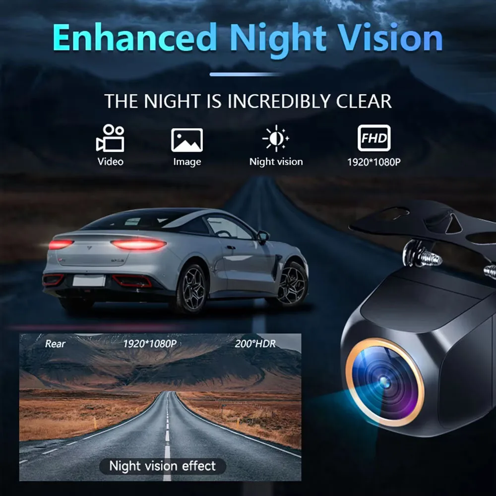 AHD 1920x1080P Car Rear View Camera 200&deg; Fisheye Golden Lens Full HD Night Vision Vehicle Back Reversing Front Camera
