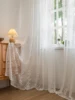 1pc Luxury Tulle For Living Room Embroidery Floral Pattern Faux Pearl Decor Single Panel Sheer Curtain 1