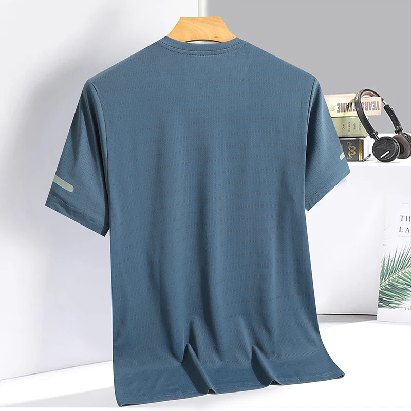 تي شيرت ركض للرجال ، حرير ثلجي ، توب رقيق ، طباعة...