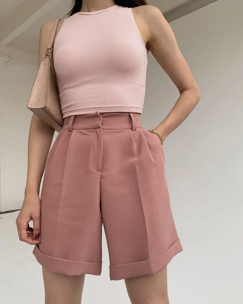 Blessyuki Summer season Excessive Waist Shorts Pants Ladies 2022 New Informal Unfastened Elegant Workplace Pants Feminine Korean Stable Delicate Straight Pant 52 S2d56ae2fb4a9420082f9b4d06f178d0bk