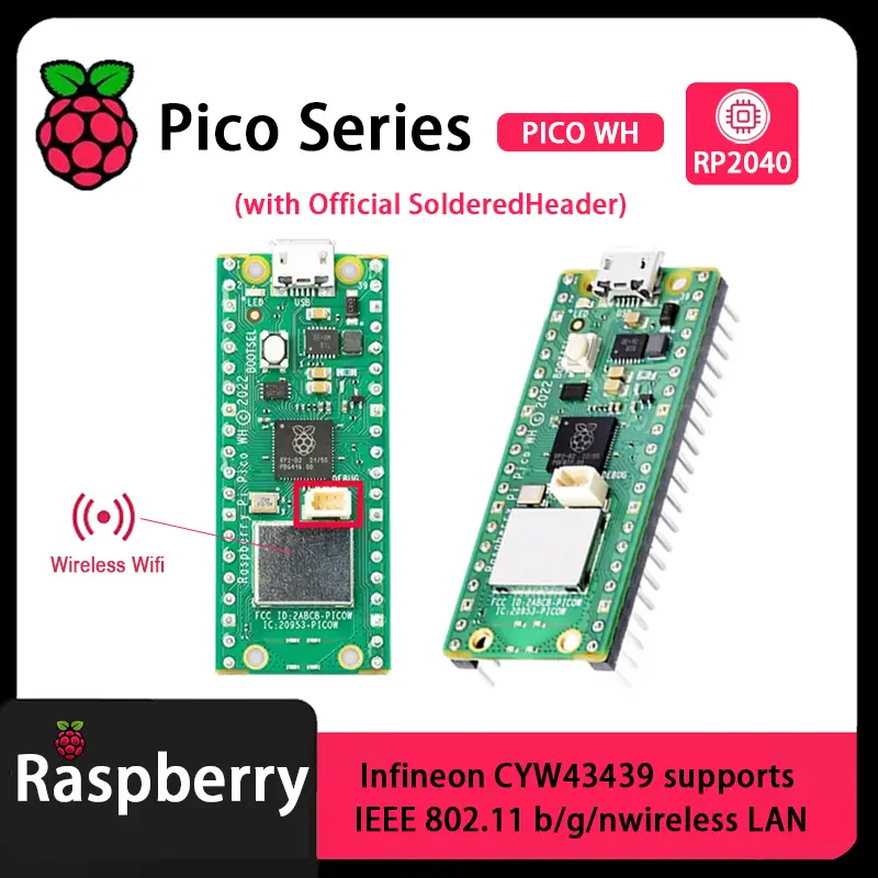 Raspberry Pi Pico Pico 2 Pico W Pico WH Pico H Pico 2 W RP2040 RP2350 Chip with Wireless WiFi Development Board,MciroPython image 1
