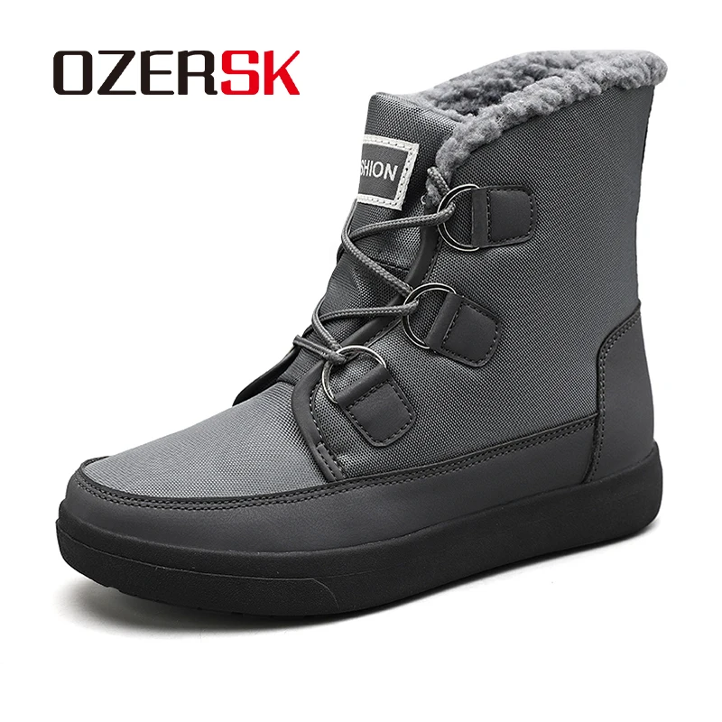 

OZERSK Women Shoes Winter Ankle Boots Warm Plush Fashion Casual Comfortable Platform TPR Outsole Shoes For Women Large Size 45