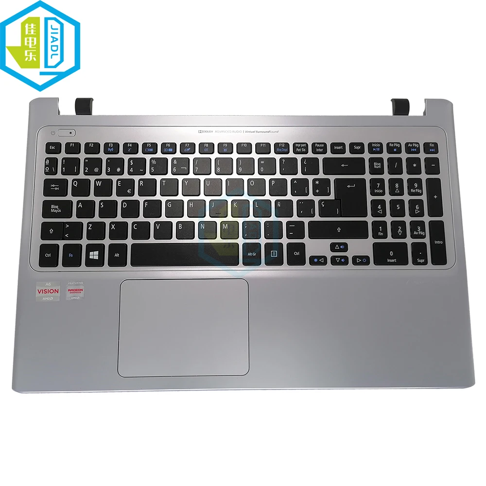 Espanhol Backlit Teclado Case Superior para Acer Aspire V5571 V5-571pg V5-551g V5-571g sp es Espanha Prata Touchpad Palmrest Teclados