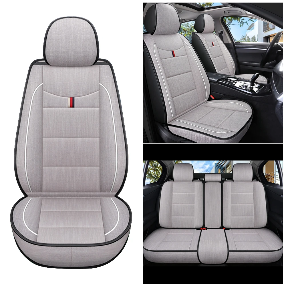 

Car Seat Cover Front RearCushion Buffer Universal Full Surrounded Breathable Cotton Linen Anti-skid Car Protective Pad