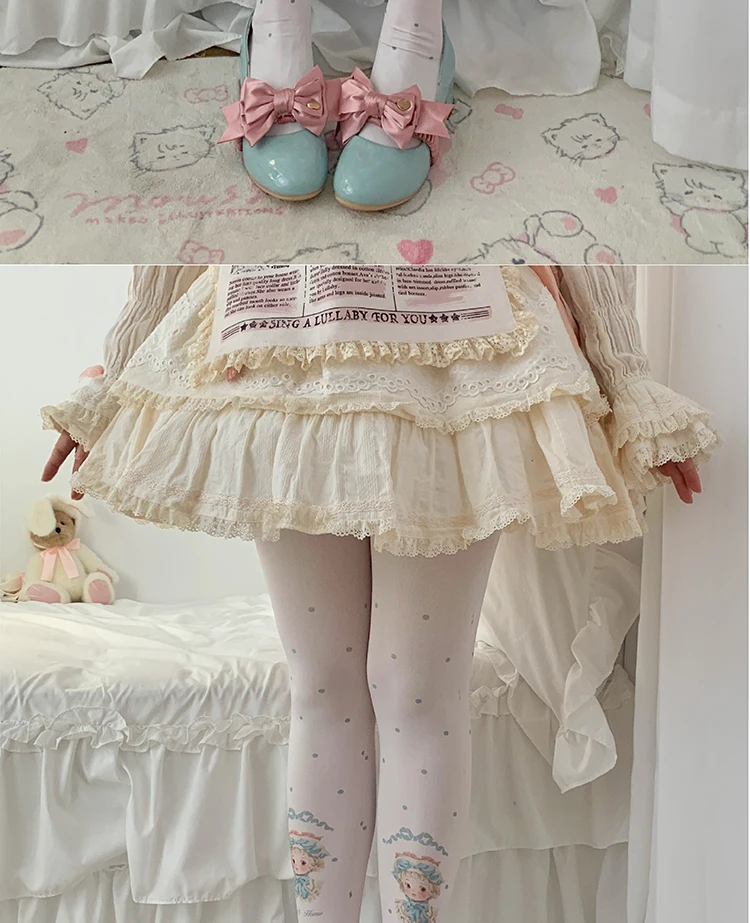 Lolita All-Match Velvet Long Socks Leggings Women's Autumn and Winter Cartoon Stockings Sweet Cute Girls Printed Pantyhose