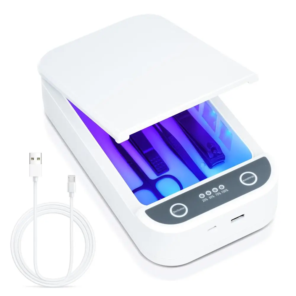 블루 라이트 네일 도구 살균기 USB 전원 공급 99.9% 박테리아 제거 UV 라이트 살균제 휴대폰 소독 상자