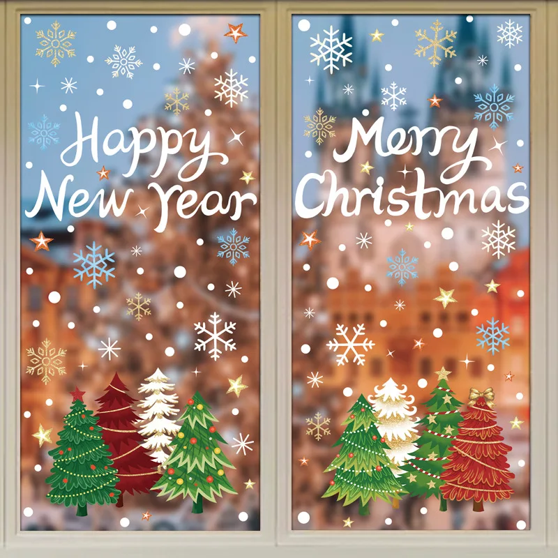 4 Sheets 20x30cm Christmas Window Stickers Set Santa Snowman Static Cling PVC Decals for Glass & Wall Decor (2026 Collection)