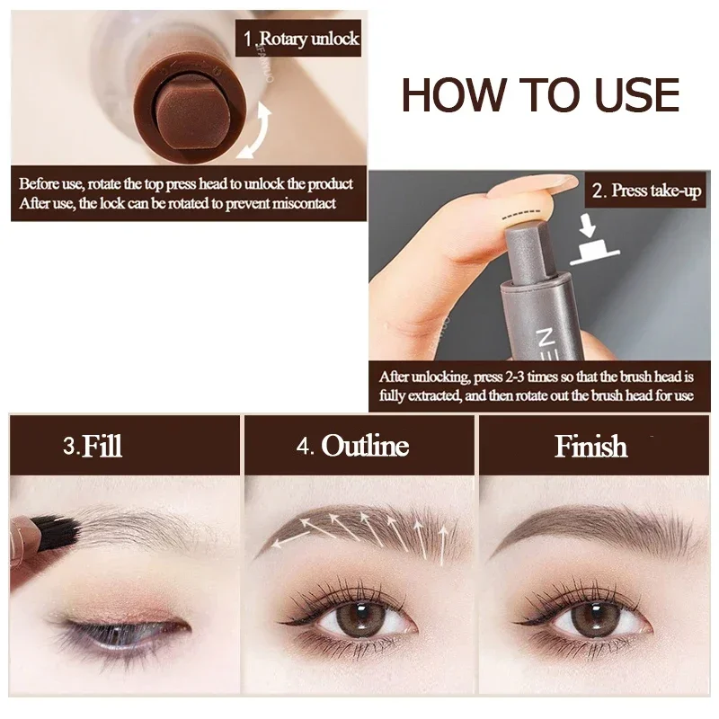 3D Dye Eyebrow Pencil Hairline Anti-smudge Waterproof Lasting Black Brown Brows Large Brush Natural Wild Eyebrow Enhancers Cream 4
