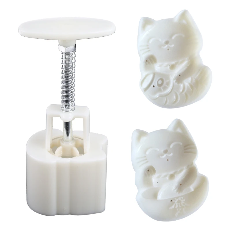 

50g Lucky for Cat Plastic Mooncake Molds Mooncake Molds DIY Baking Accessories Kitchen Gadgets for Mid-Autumn Fest
