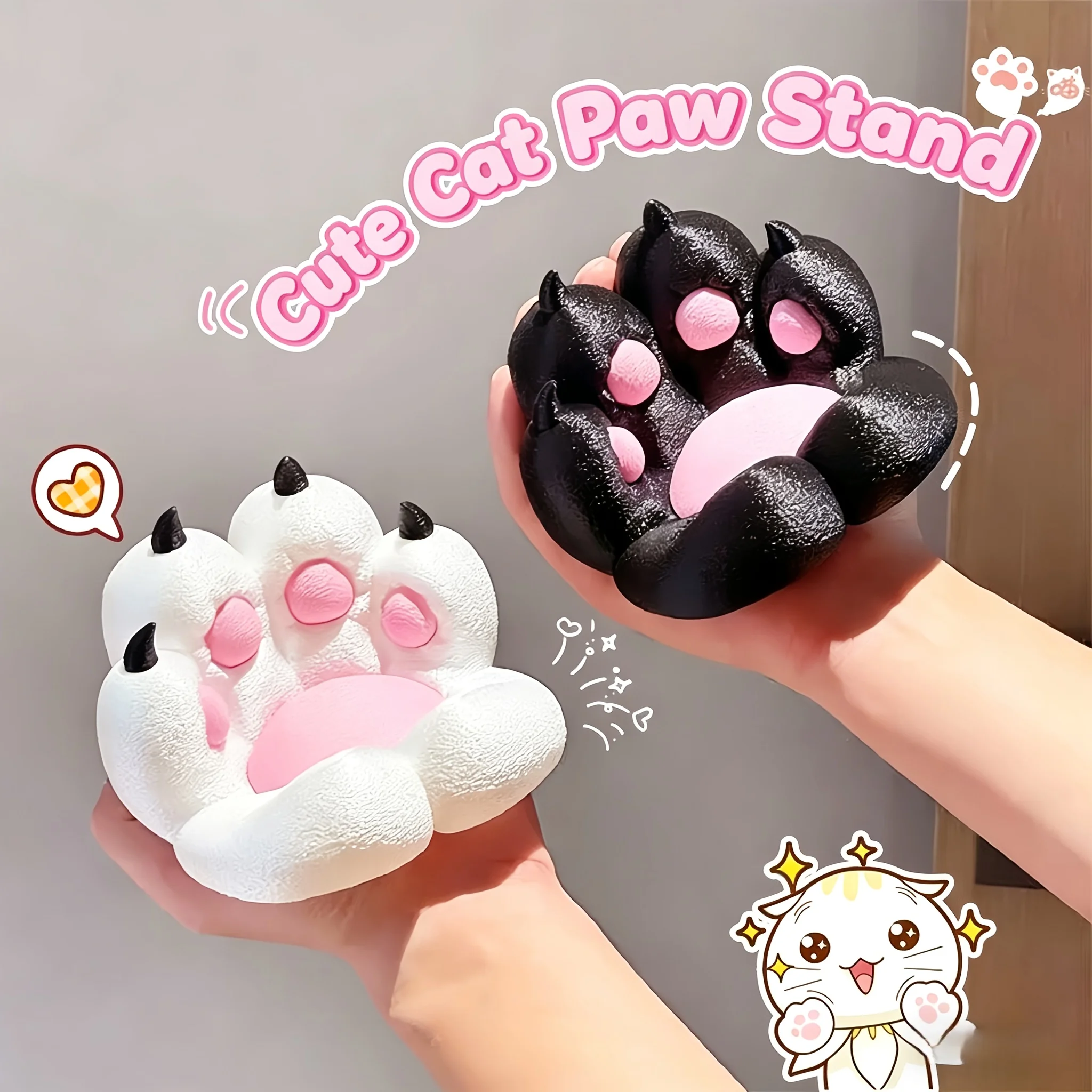 귀여운 고양이 발 모양의 휴대폰 및 태블릿 스탠드, 창의적이고 사랑스러운 데스크탑 레이지 스탠드, 휴대폰/태블릿을 거둘 수 있음, 여자친구를 위한 선물
