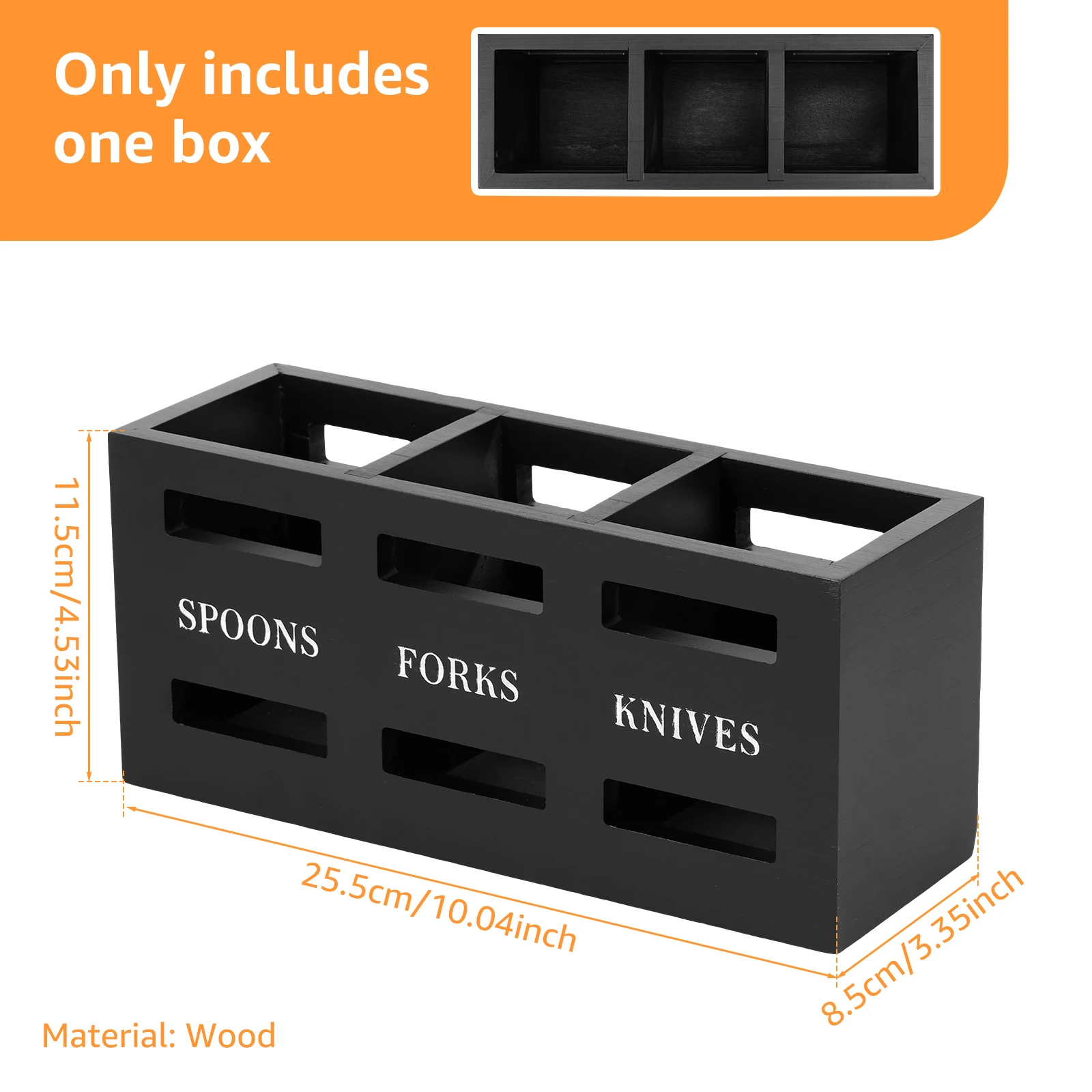Silverware Caddy Wood Utensil Caddy with 3 Compartments Large Capacity Kitchen Multipurpose Flatware Caddy for Fork Spoon Cutter 6