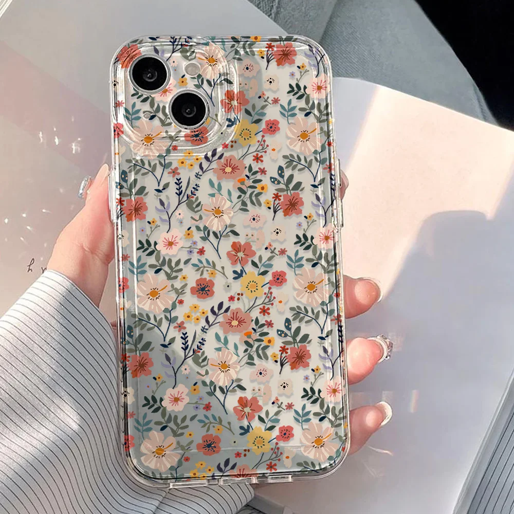 Kleine Blumenmuster Transparente Handyhülle für Samsung S26 S25 Ultra S24 S23 S22 A57 A37 A17 A07 A56 5G A36 A26 A16 A55 A54 A53 Weiche Schutzhüllen
