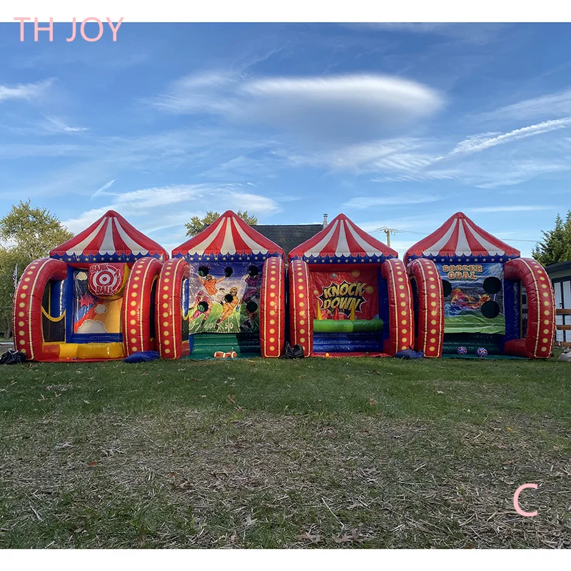 4 in 1 inflatable carnival games,2024 newest carnival games soccer dart knock down bundle for party 2