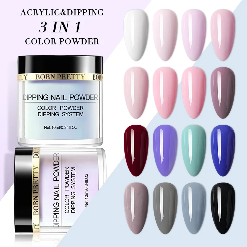 BORN PRETTY Dipping Nail Powder 10ml Natural Dry Acrylic Powder No Need Lamp Cure Dipping System Glitter Manicure Nail Art nail powder,nail powder set
