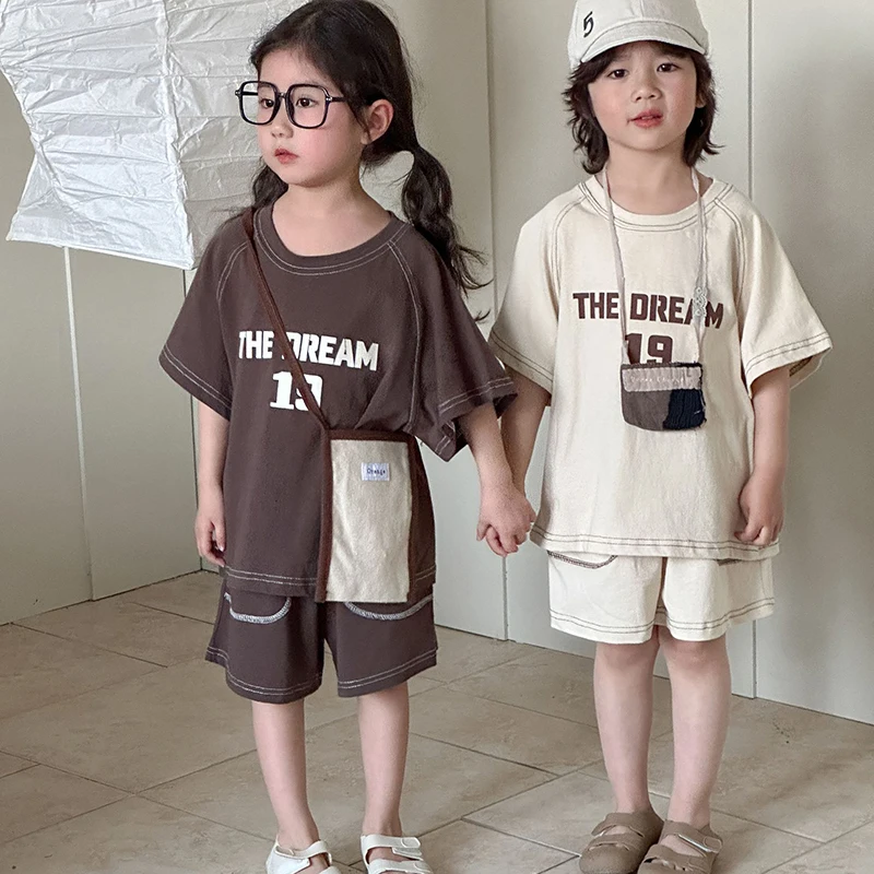 Kids Summer Sports Tracksuit Tee Shorts Set