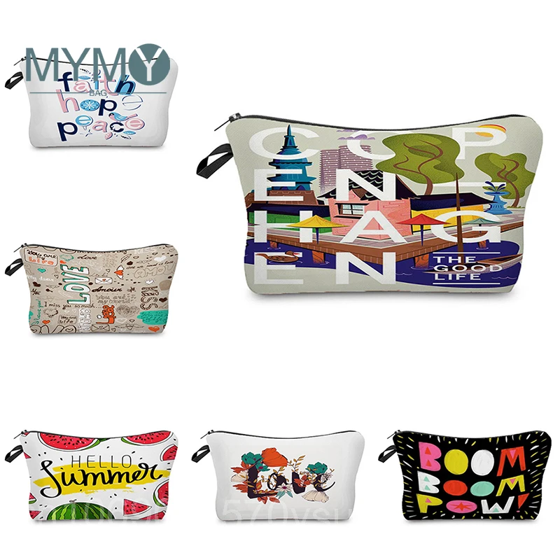 

Personalized English Letter Cosmetic Bag Fashion Custom Travel Bags Portable Makeup Storage Pouch Women Lady Girl Pencil Case