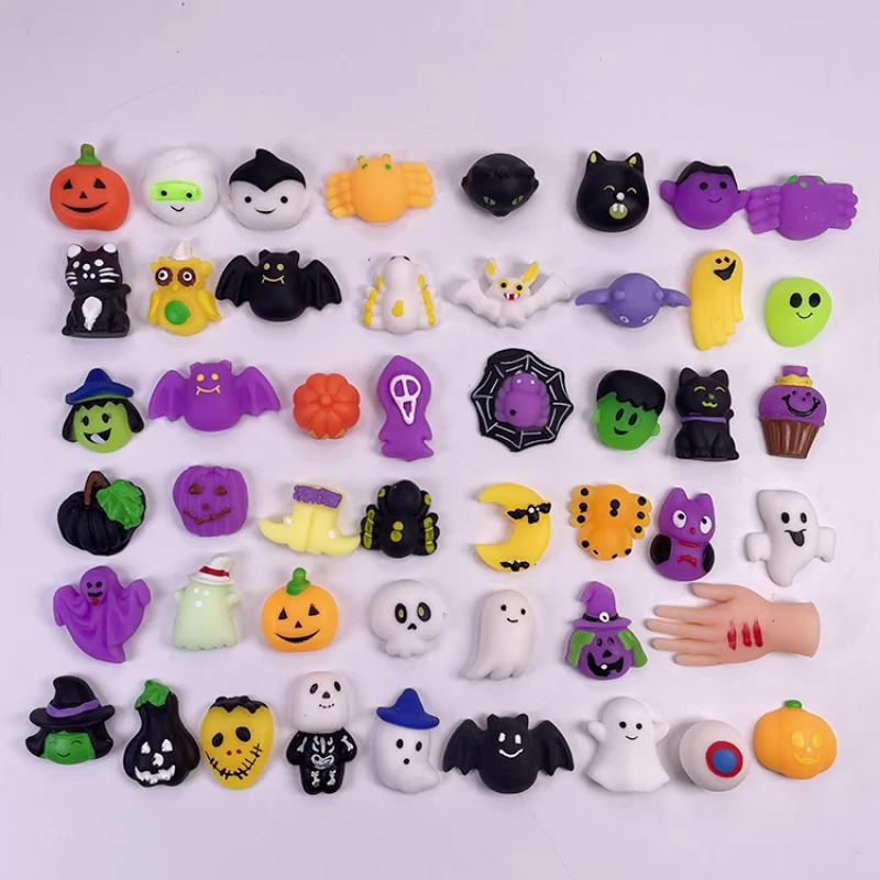 Cute Halloween Pumpkin Ghost Antistress Decompression Squishy Toy 10Pc for Kids Adult Birthday Party Favors Halloween Decoration