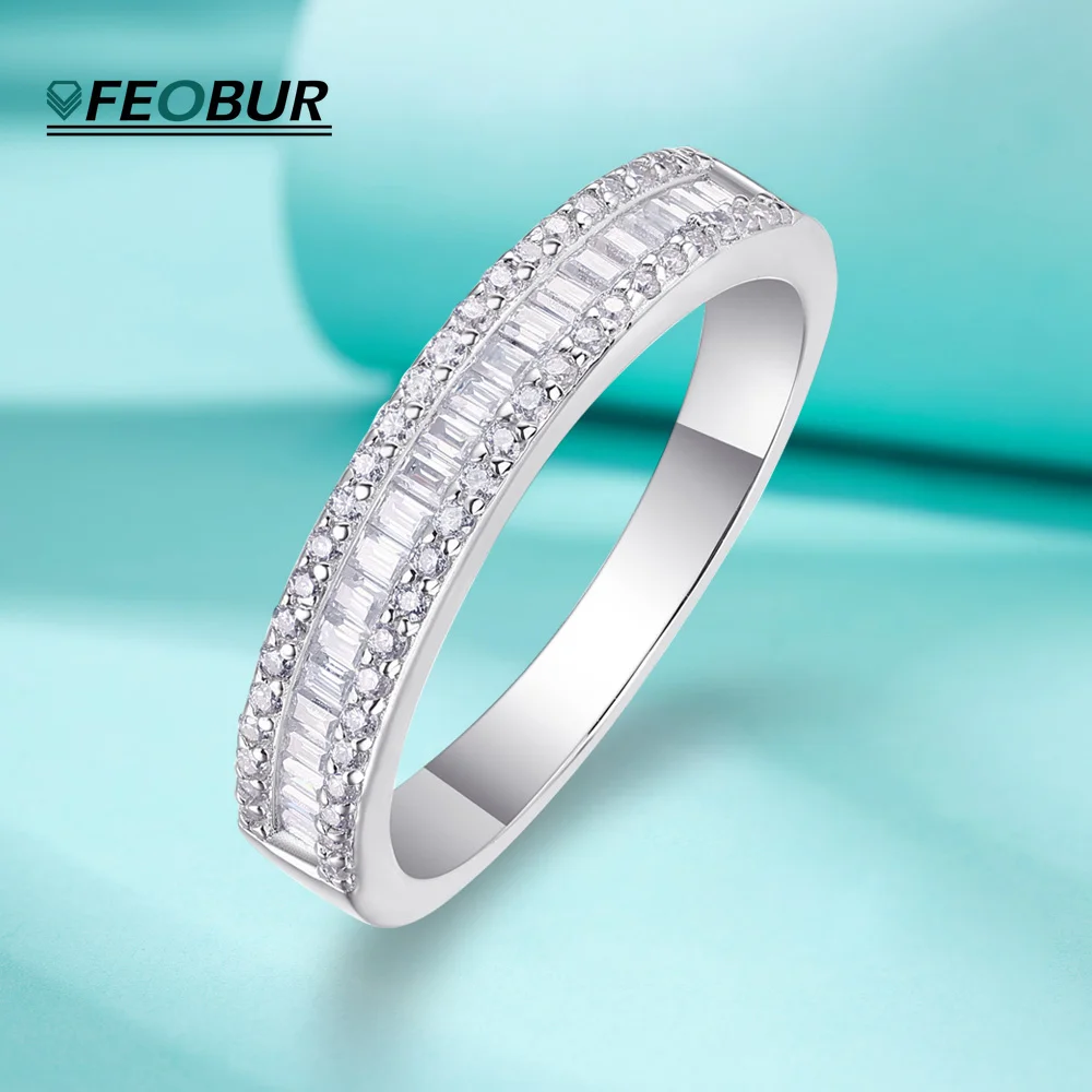 

Full Moissanite D Color Eternity Ring for Women S925 Sterling Silver 8k White Gold Plated Engagement Wedding Band Wholesale Gift