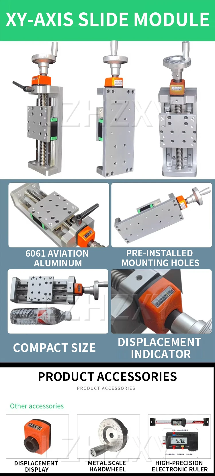 XY-Axis Slide Module T-type screw Tr1804 lifting platform self-locking hand-cran