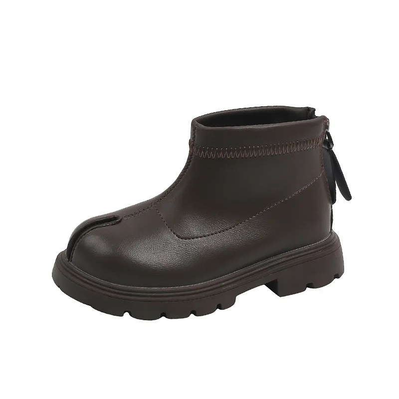 

MODX Autumn New Fashionable Dress Boots Fashion Children's Boys Girls Leather Short Boots Soft Bottom UP Back Zip Non-slip