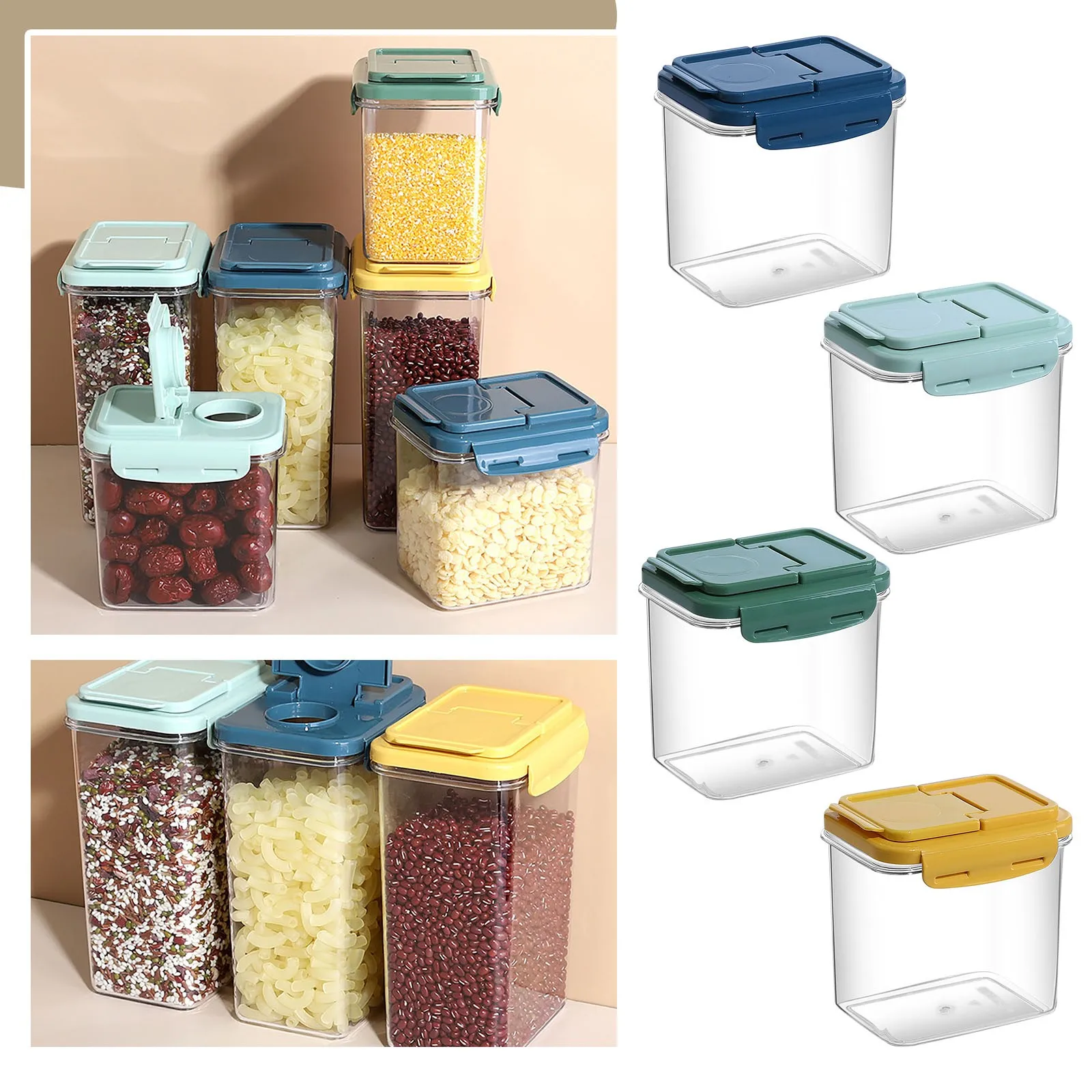 Airtight Food Storage Container Plastic Clear Jars With Easy Lock Lid  Kitchen Pantry Organizer Spaghetti Cereals Storage Bin - Bottles,jars &  Boxes - AliExpress