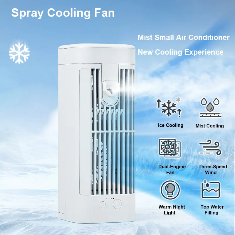 Tabletop Air Conditioner Fan Mini Portable Air Cooler Household Spray