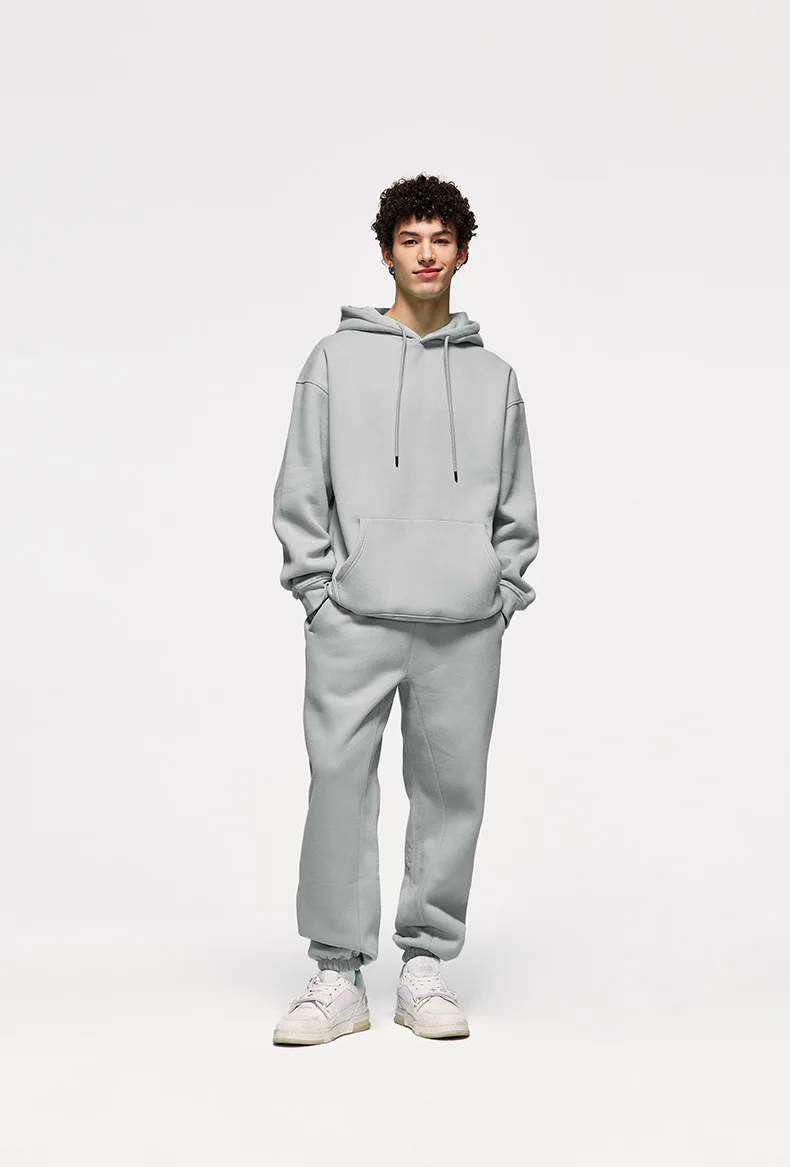 Basic Men Women 2Pcs Sets Sweatshirt Hoodies Pants Male Gyms Fitness Tops Joggers Sportswear Tracksuits