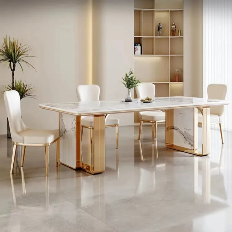 

Nordic Modern Dining Table Design White Slate Golden Kitchen Table Marble Minimalist Mesa Comedor Tisch Home Furniture HD50CZ