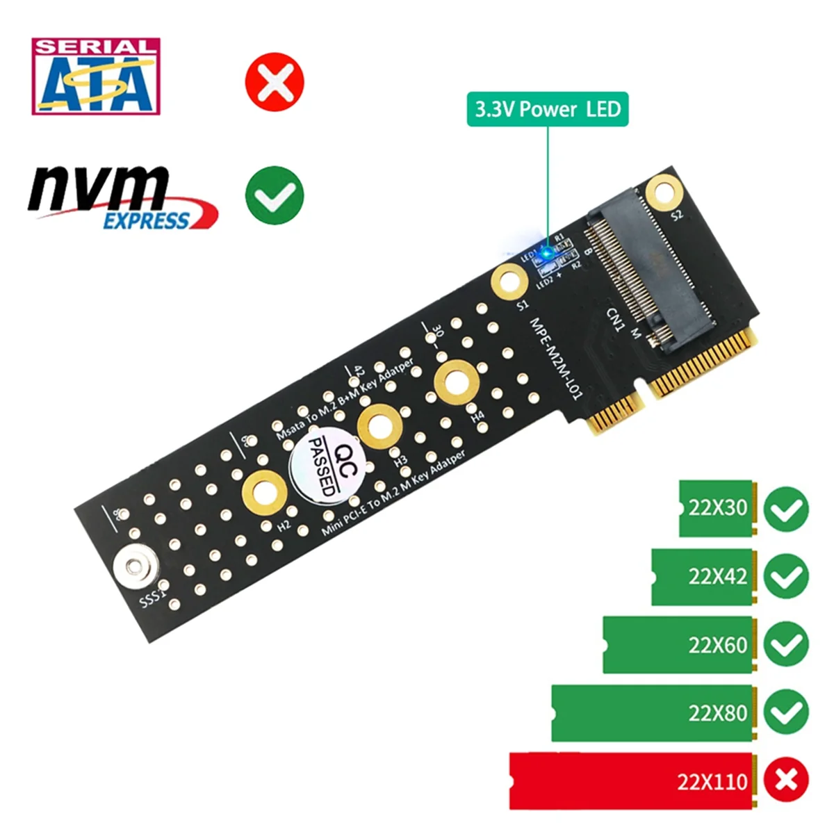 M.2 (NGFF) NVME SSD-미니 PCIe 컨버터 카드, 미니 PCI-E-M.2 M-키 어댑터, Msata-M.2 B + M 키 어댑터