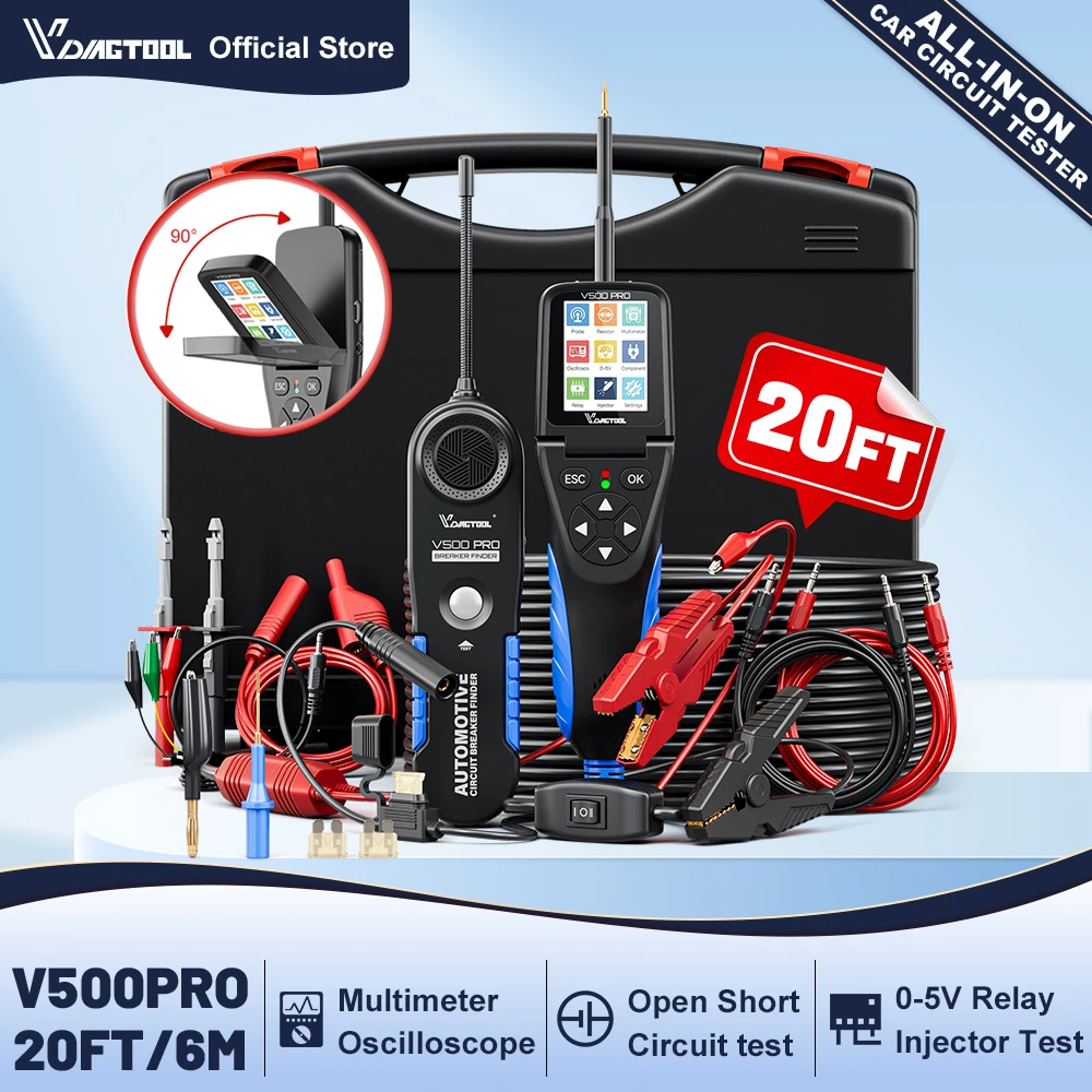Testeur de circuit automobile VDIAGTOOL V500PRO 12V/24V, sonde de test de circuit électrique automobile, détecteur de disjoncteur, détecteur de circuit ouvert