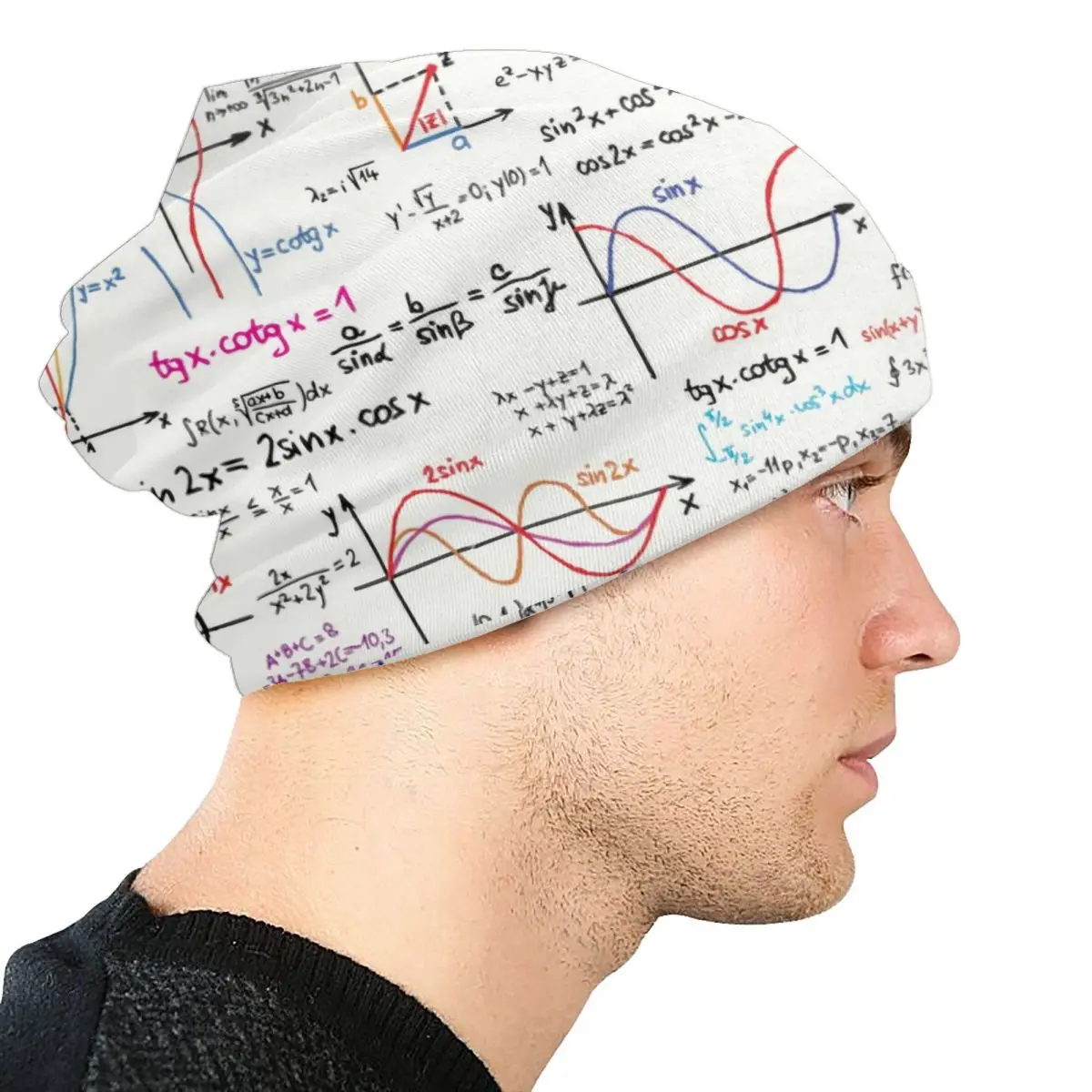 Mathematics Formulas Math Numbers Skullies Beanies Caps Men Women Winter Warm Knitted Hat Adult Geek Science Puzzle Bonnet Hats