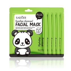 SADOER Cartoon Fresh Fruit Facial Mask Set - Moisturizing, Soothing, Brightening & Hydrating Skin Care Collection (5-Pack) (Bamboo Charcoal)