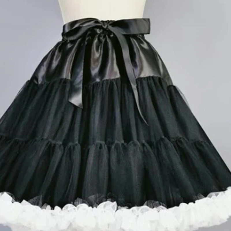 Women Crinoline Petticoat Multi Layers Fluffy Skirt Ball Gown Short Half Slip Underskirt Black for lolita Cosplay Vintage Party