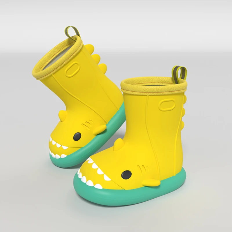 thumbnail image 1 of Botas de lluvia de tiburón, botas de verano para playa, zapatos de mujer, antideslizantes, impermeables, toboganes de tiburón para el hogar, goma gruesa, linda caricatura divertida para interiores, 1 of 5