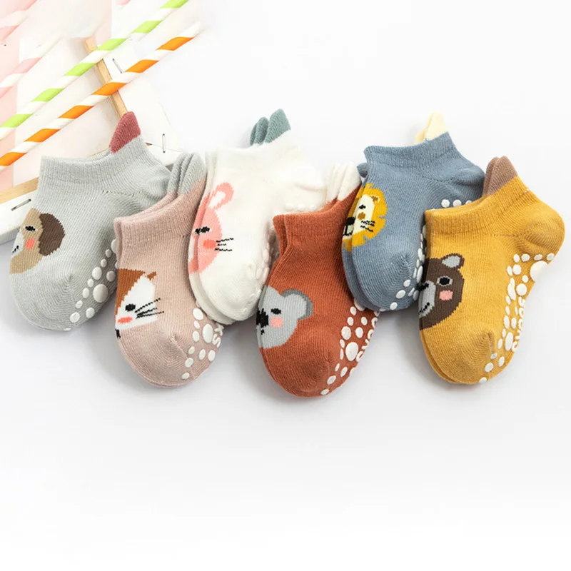 Autumn Baby Cute Cartoon Animal Ankle Short Socks Rubber Dispensing Anti-slip Floor Tube Sock for Boy Girls Kids Home Clothes