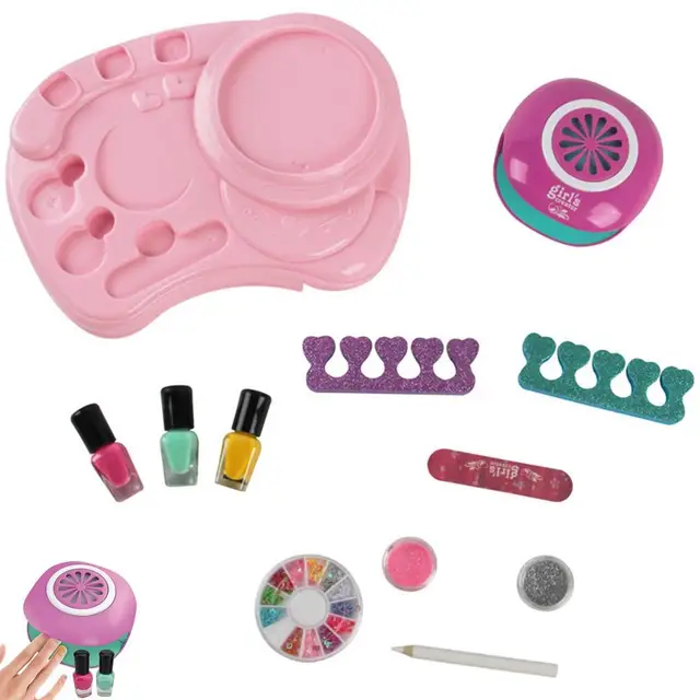 Girl DIY Nail Makeup Tools Set Kids Nail Art Kit With Print Pattern Machine  Nail Stamper Playset Perfect Gift For Girls - AliExpress