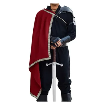 Mantello da uomo rinascimentale Ranger con mezza spalla, mantello da samurai medievale, guerriero LARP Ren Faire, costume di Halloween