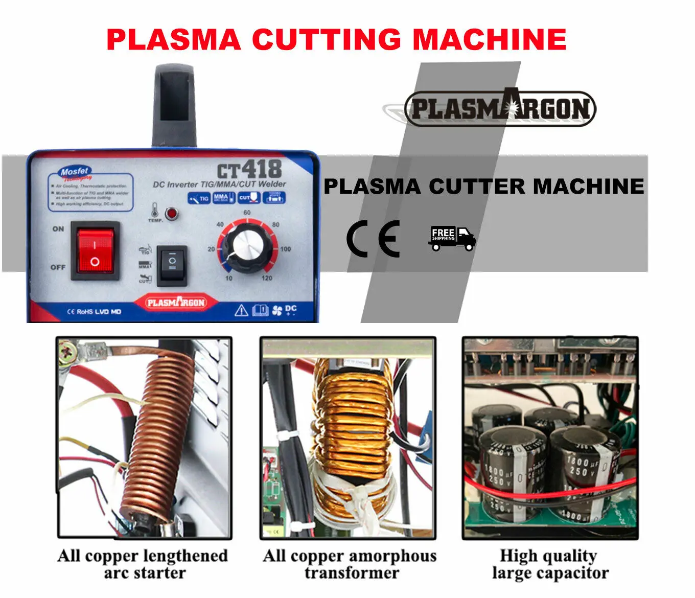 Plasma Welding Machine CT418 110V/220V Inverter Plasma Cutter ARC TIG CUT 3 In 1 Function Stick Welder Machine 180A 16mm Cut 2