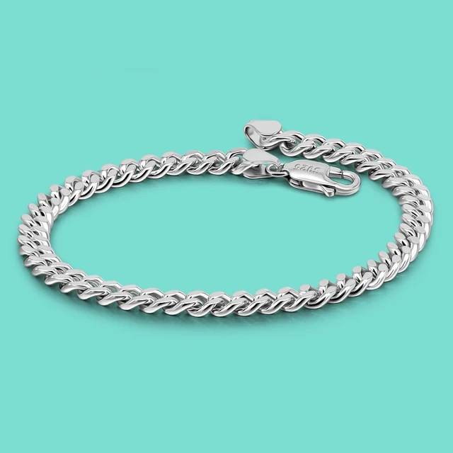 925 Sterling Silver Bracelet, Men Women Charm Bracelet