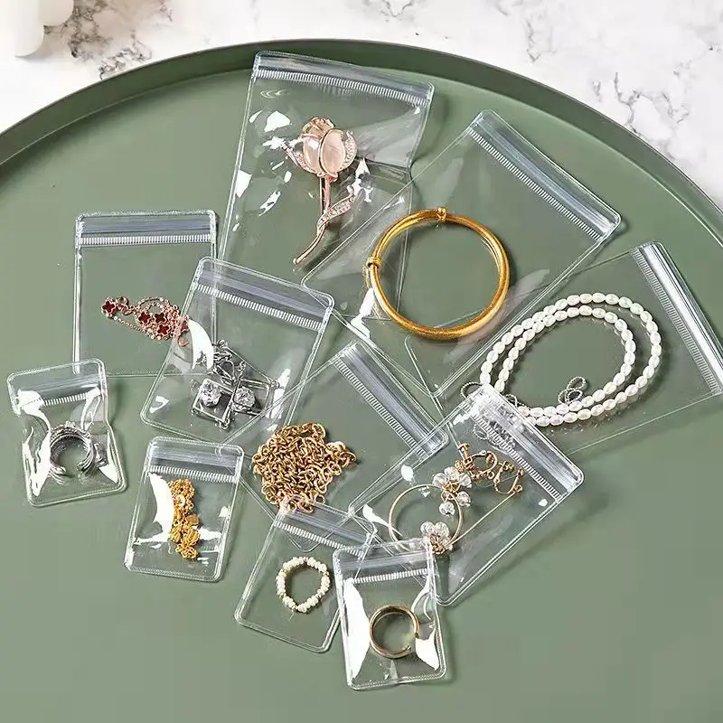 Transparent PVC Jewelry Pouches Bags Clear Anti-Oxidation Zip Lock Earring Pendant Necklace Bracelet Storage Holder 20pcs/lot jewelry packaging bags,jewelry storage bags,jewelry bags