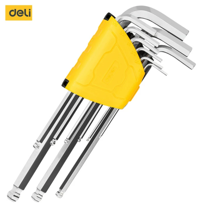 

Deli 9PCS Double-End L Type Screwdriver Hex Wrench Set Metric Wrench Allen Key Hexagon Flat Ball Set Hand Tools