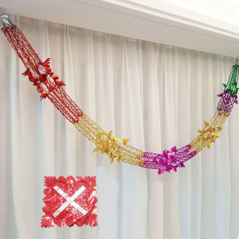 2/4/8Pcs Multi Colour Party Supplies Xmas Gift Ceiling Wreath Hanging Decoration Christmas Decor Metalic Foil Garland