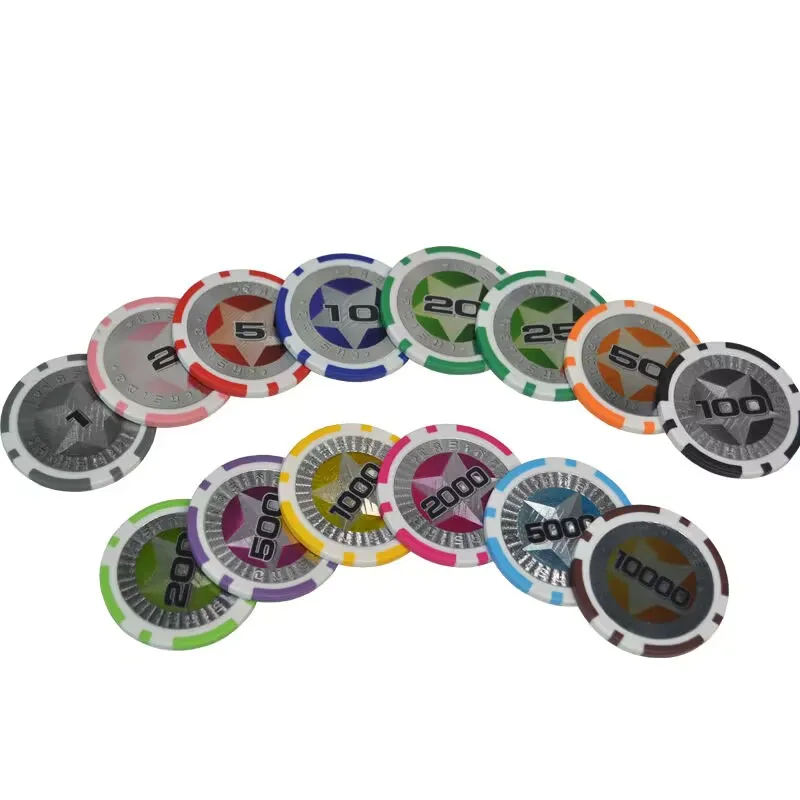 Texas Poker Chips Pentacle Casino Coins 11.5g Professional Baccarat Upscale Poker Game Chip Set Accessories 25 PCS poker chips