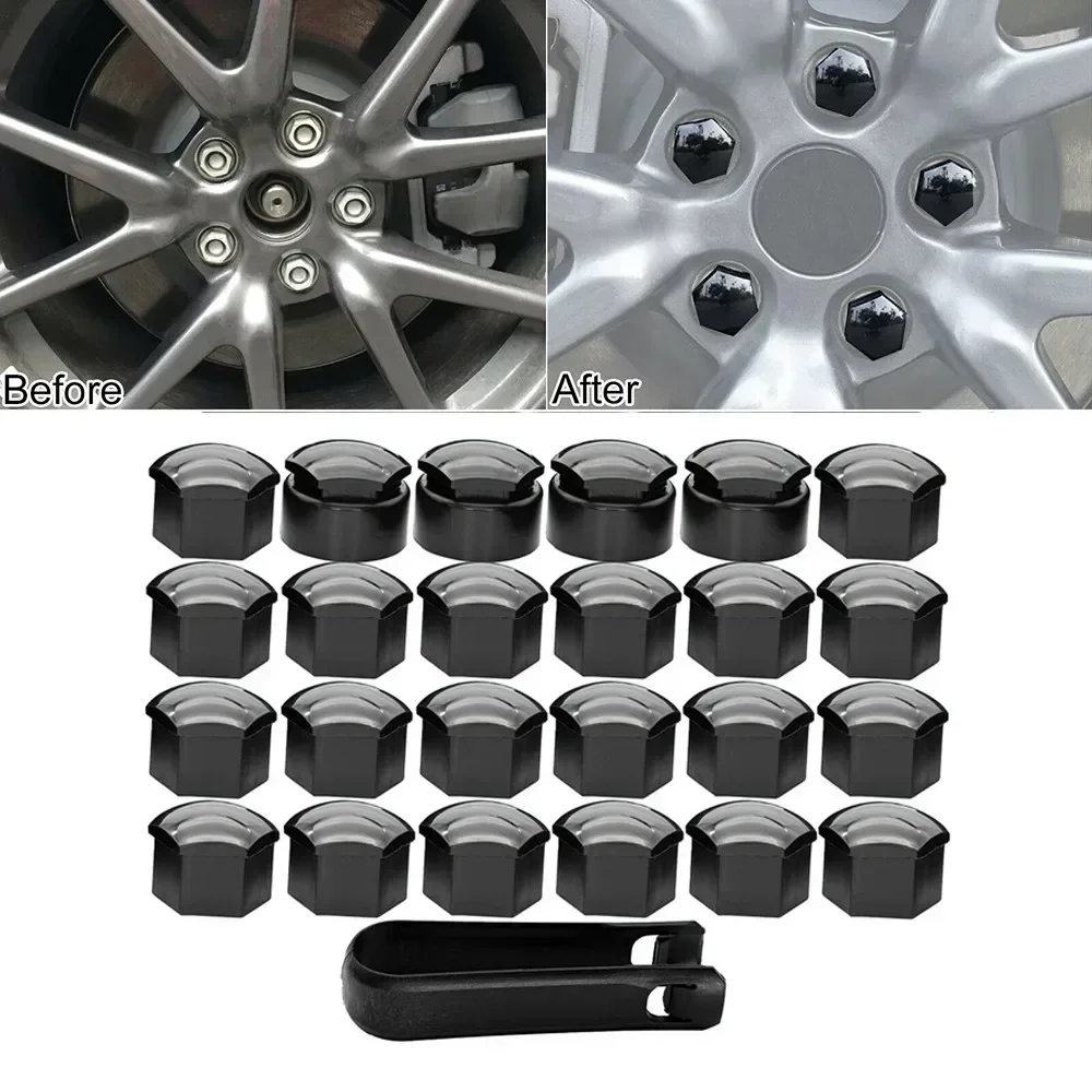 24pcs 17MM Wheel Nut Bolt Covers For Opel BMW Bens Locking Cap Removal Tool Car Tyre Wheel Hub