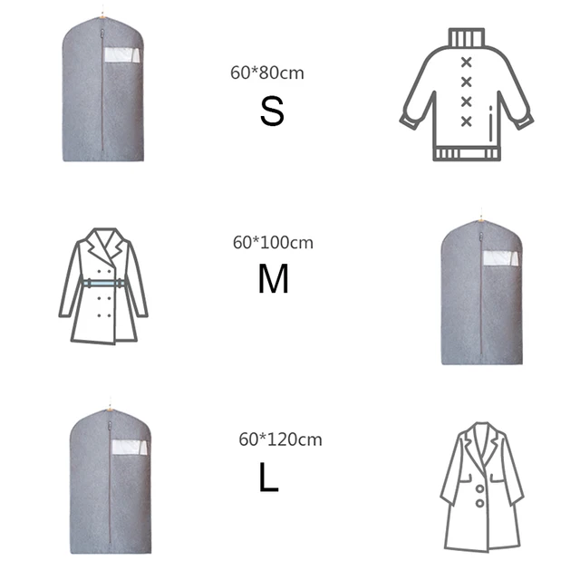 Porkabát Fedele Vízálló Kabát Ruházati Táska Függő Öltöny Por És Nedvességálló Szekrény Tároló Cipzárral - Image 4