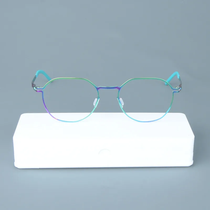 Aimee Women’s Full Rim Flat Top Polygon Steel Eyeglasses - Detailed View